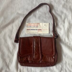 Vintage 80s jet setter oxblood patchwork travel bag, med